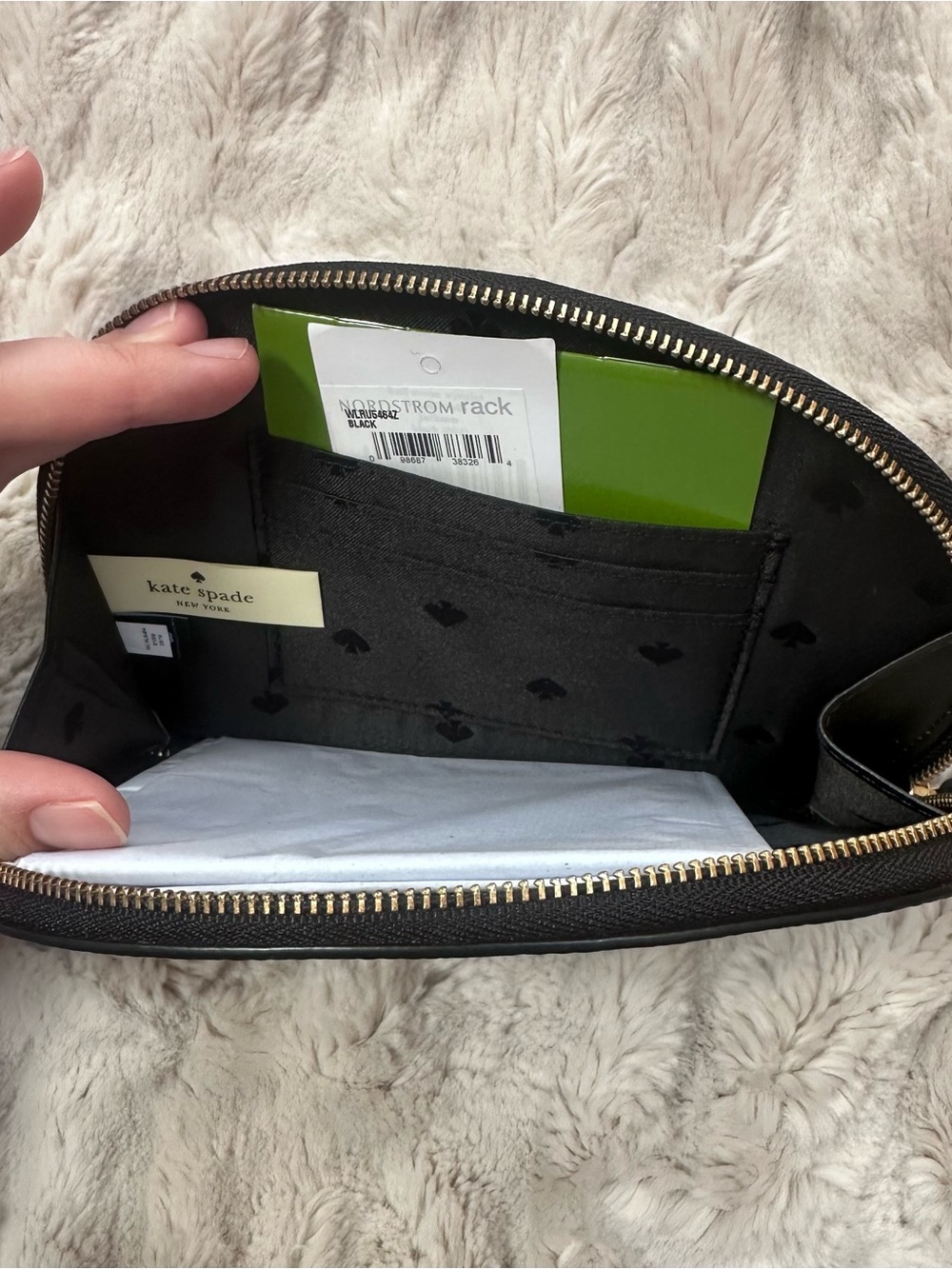 Kate Spade Black Pebbled Leather Wristlet Clutch Zip Pouch - Picture 4 of 4